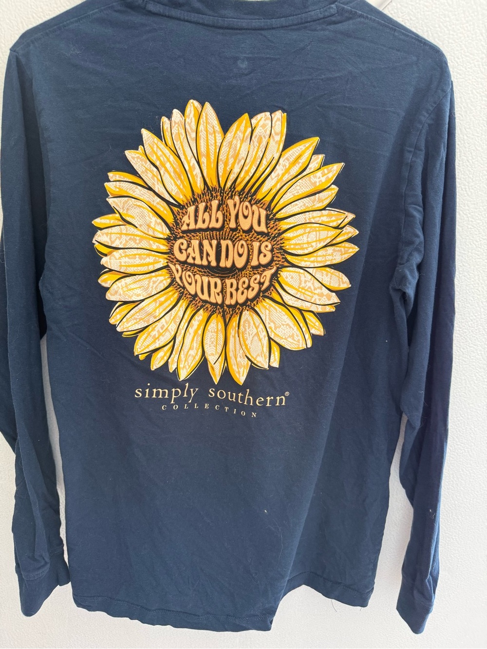 Simply Southern Navy Long-Sleeve Sunflower Tee